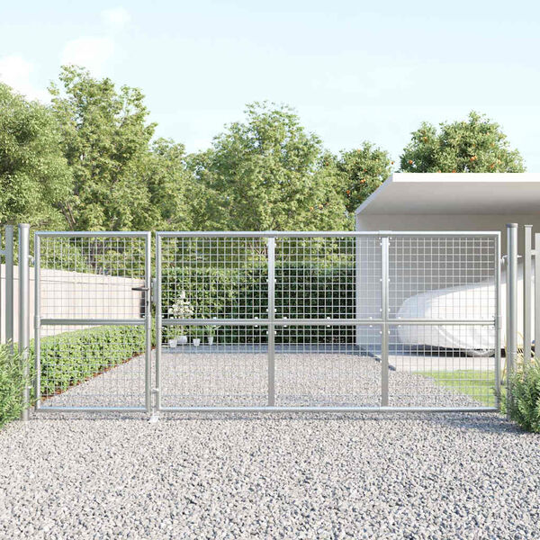 vidaXL Mesh Garden Gate Silver 350x125 cm Galvanised Steel