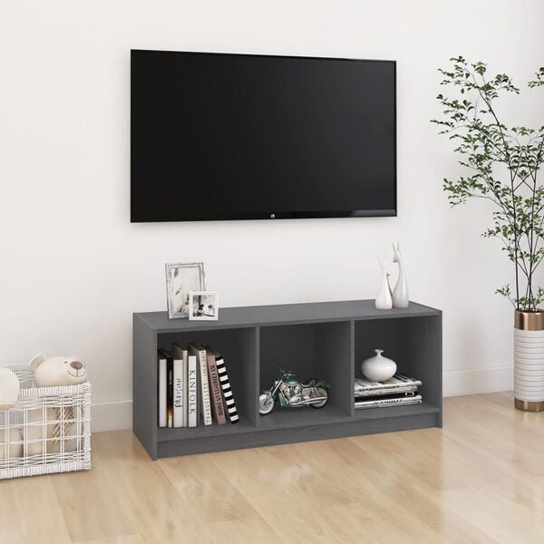 vidaXL TV Cabinet Grey 104x33x41 cm Solid Pinewood