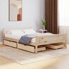vidaXL Bed Frame without Mattress with 4 Drawers Solid Wood 140x200 cm
