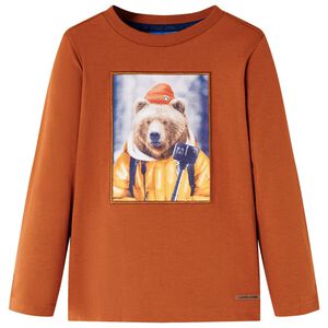 Kids' T-shirt with Long Sleeves Burnt Orange 116