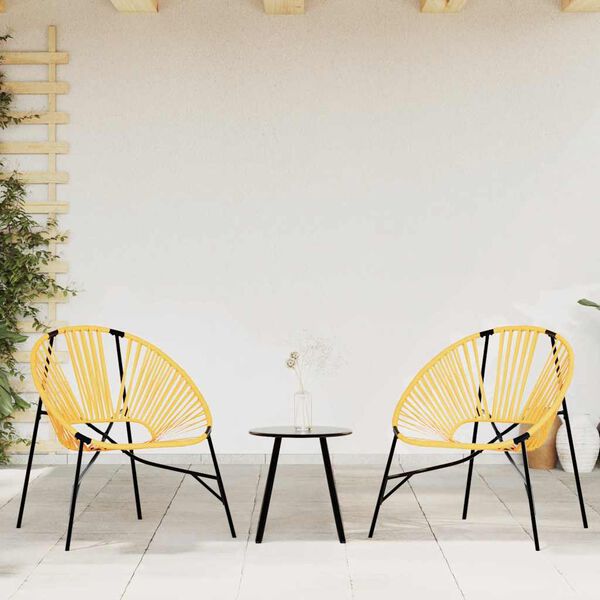 vidaXL Garden Egg Chair Black and Yellow Poly Rattan