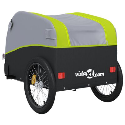 vidaXL Bike Trailer Black and Green 30 kg Iron