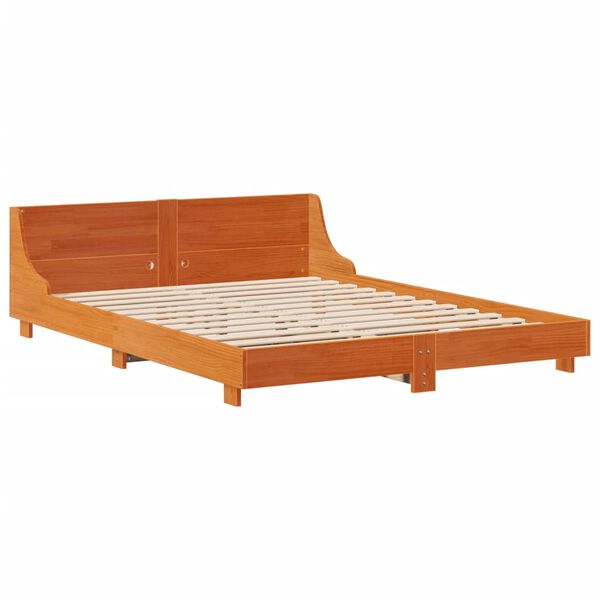vidaXL Bed Frame without Mattress Wax Brown 140x190 cm Solid Wood Pine