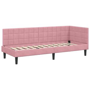 vidaXL Corner Bed Frame with Headboard Pink 80 cm x 200 cm Velvet