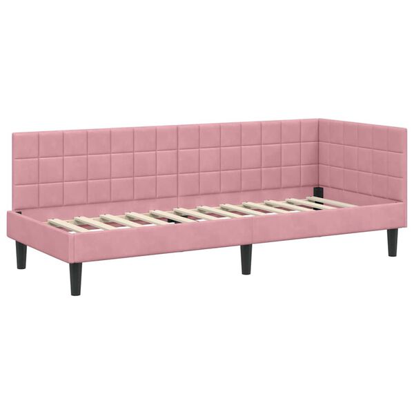 vidaXL Corner Bed Frame with Headboard Pink 80 cm x 200 cm Velvet