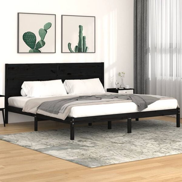 vidaXL Bed Frame without Mattress Black 200x200 cm Solid Wood Pine
