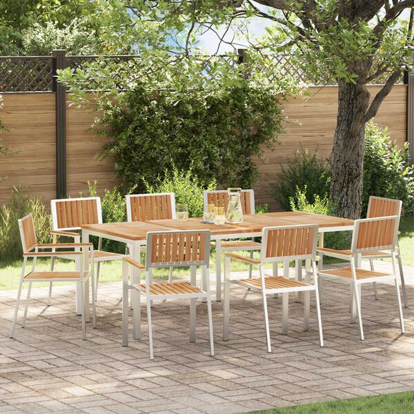 vidaXL Outdoor Dining Set 9 pcs Brown Solid Teak Wood