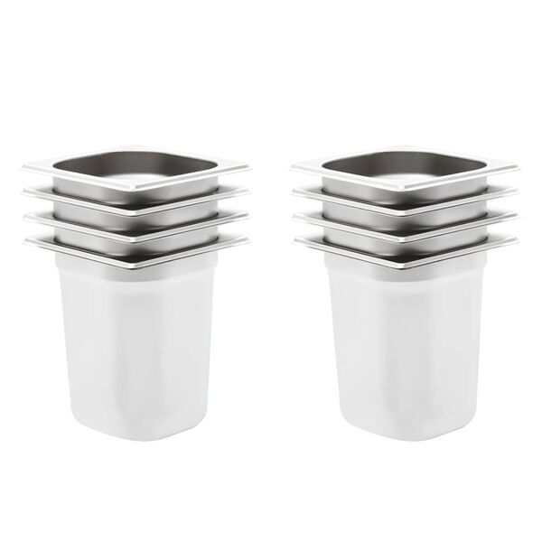 vidaXL Gastronorm Containers 8 pcs GN 1/6 200 mm Stainless Steel