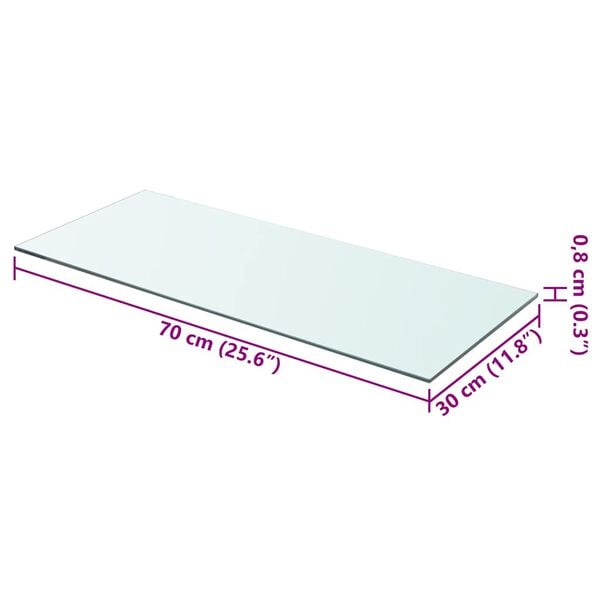 vidaXL Shelf Panel Glass Clear 70x30 cm