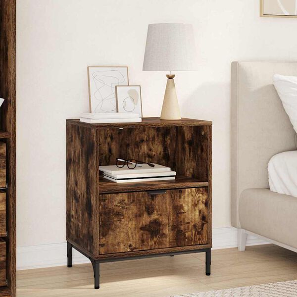 vidaXL Bedside Table Smoked oak 49 x 36 x 61 cm Engineered wood