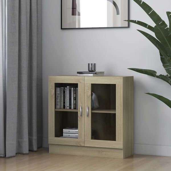 vidaXL Vitrine Cabinet Sonoma Oak 82.5x30.5x80 cm Engineered Wood