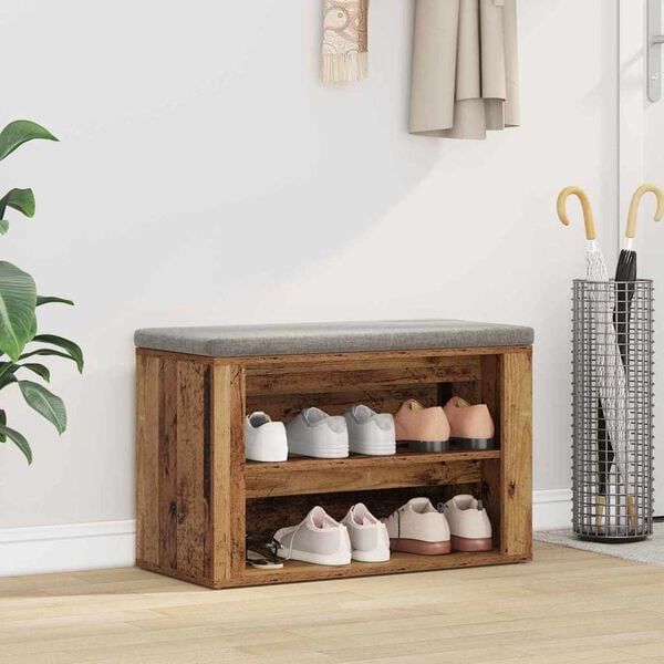 vidaXL Shoe Rack with Shelf Old wood 75 x 35 x 45 cm Engineered wood