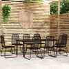 vidaXL 9 Piece Garden Dining Set Black