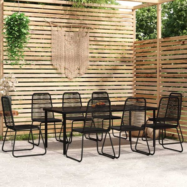 vidaXL 9 Piece Garden Dining Set Black