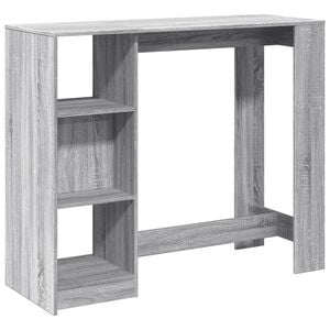 vidaXL Bar Table with Shelf Grey Sonoma 124x46x103.5cm Engineered Wood