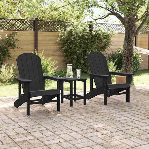 vidaXL Garden Chair 3 pcs Black Polyethylene