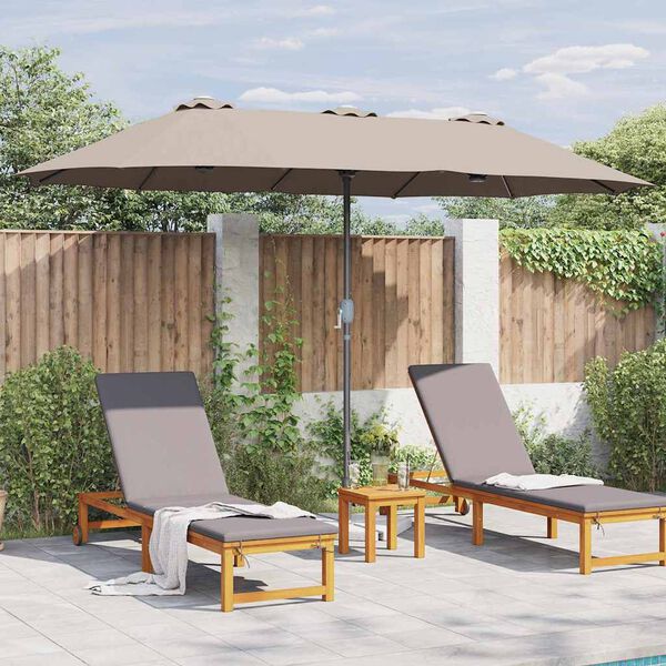 vidaXL Garden Parasol Taupe 370 x 197 x 239 cm Powder-coated steel