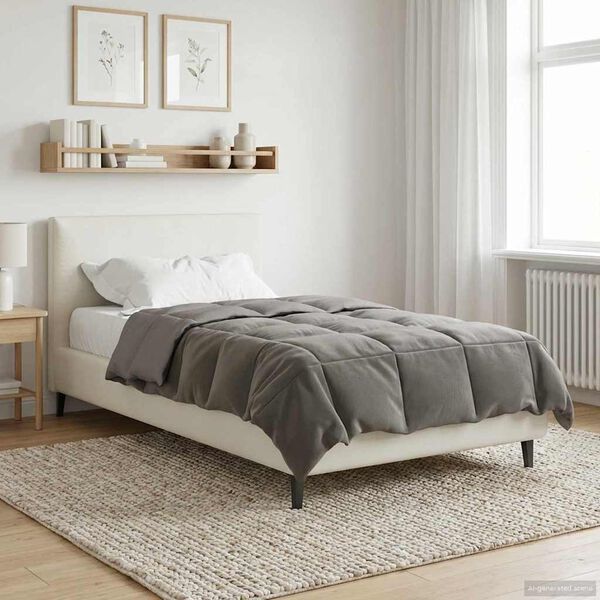 vidaXL Summer Duvet Quilted Light Grey 140 x 220 cm Microfiber