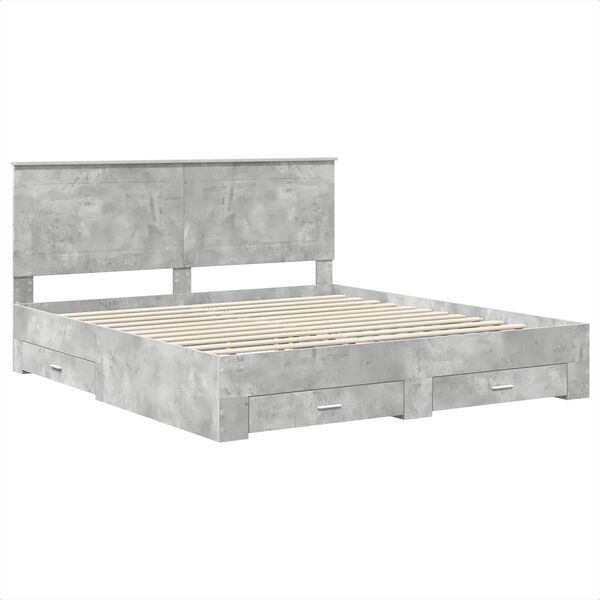 vidaXL Bed Frame Concrete Grey 200 x 200 cm Engineered Wood
