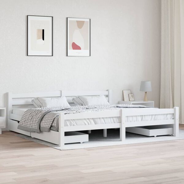 vidaXL Bed Frame without Mattress White Solid Wood Pine 200x200 cm