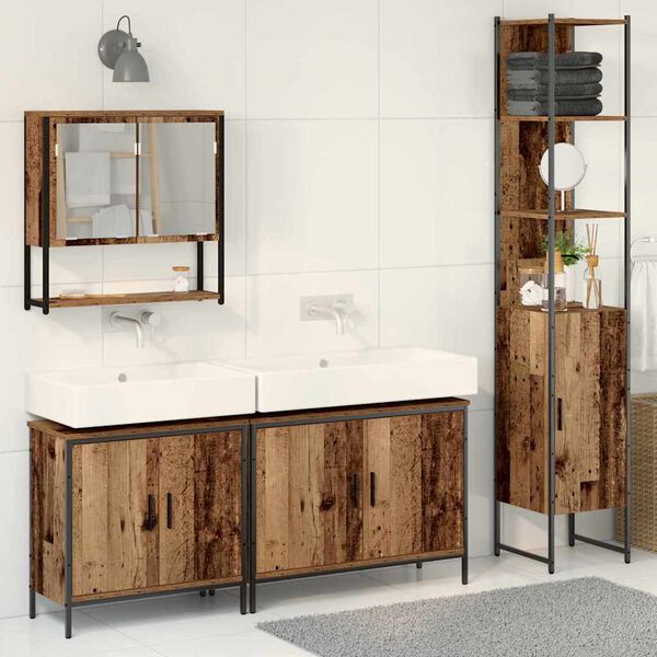 vidaXL Bathroom Furniture Set with Shelf 4 pcs Brown Engineered wood