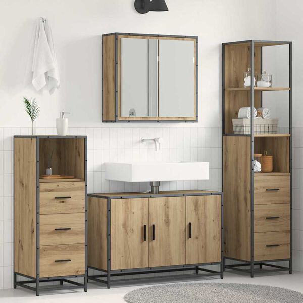vidaXL Bathroom Furniture Set 3 pcs Artisan Oak Engineered Wood
