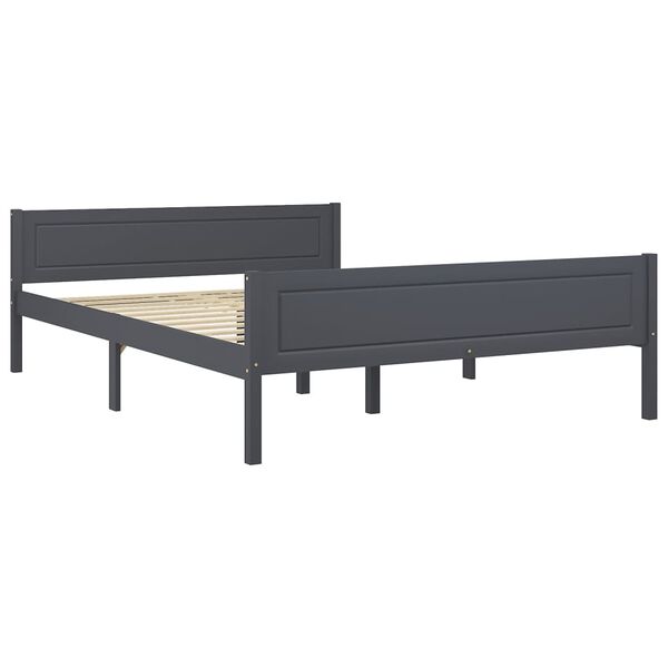 vidaXL Bed Frame without Mattress Dark Grey Solid Wood Pine 160x200 cm (322128+2x321990)