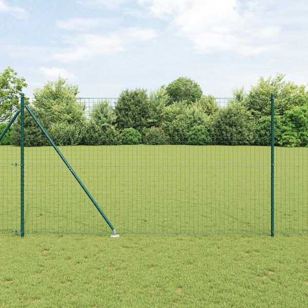 vidaXL Fence with Post Green 1.6 x 10 m Steel and PVC