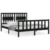 vidaXL Bed Frame without Mattress Black King Size Solid Wood Pine