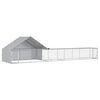 vidaXL Chicken Coop with Roof and Yard 2 pcs Silver 8 x 2 x 1.9 m
