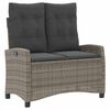 vidaXL Reclining Garden Bench with Cushions Grey Poly Rattan