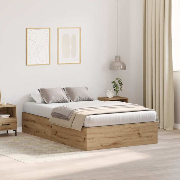 vidaXL Storage Bed Frame Artisan Oak 120 x 200 cm Engineered Wood