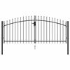 vidaXL Fence Gate Double Door with Spike Top Steel 299.5x174.5 cm Black