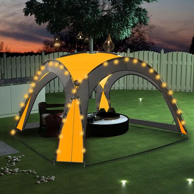 vidaXL Party Tent with LED and 4 Sidewalls 3.6x3.6x2.3 m Yellow