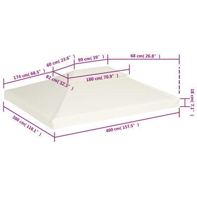 vidaXL Gazebo Cover Canopy Replacement 310 g / m² Cream White 3 x 4 m