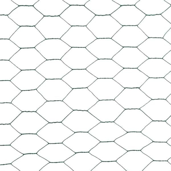vidaXL Chicken Wire Fence Steel with PVC Coating 25x1.5 m Green