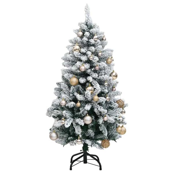 vidaXL Artificial Hinged Christmas Tree 150 LEDs & Ball Set 150 cm