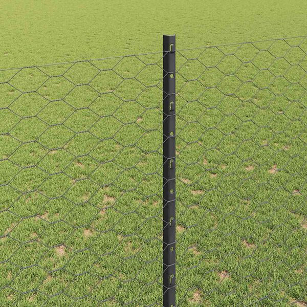 vidaXL Fence with Post Grey 1.5 x 10 m Steel and PVC