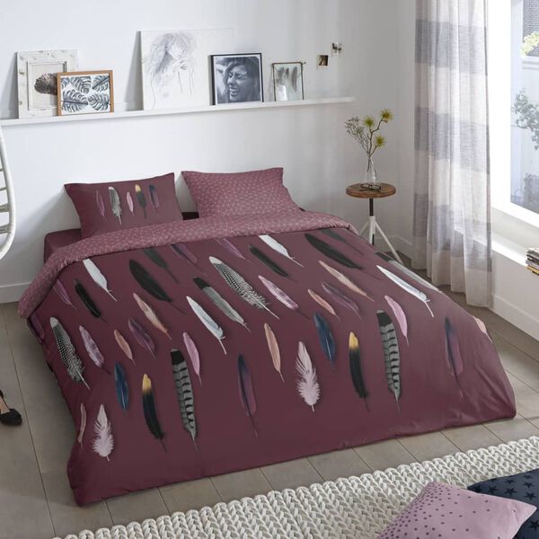 Good Morning Duvet Cover FEATHERS 140x200/220 cm Bordeaux