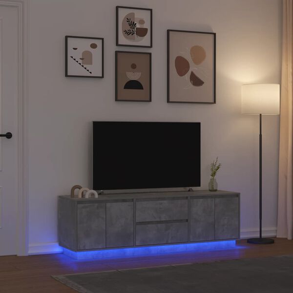 vidaXL TV Cabinet with LED Lights Concrete Grey 160.5x41x50 cm