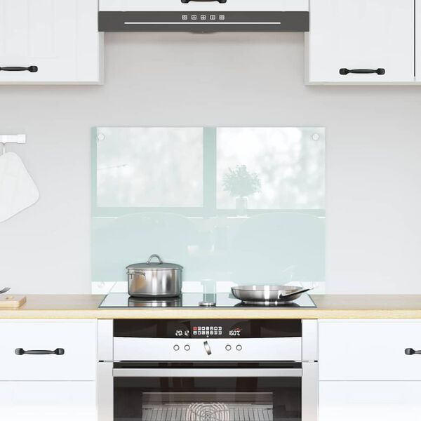 vidaXL Kitchen Backsplash White 70 x 50 cm Tempered Glass