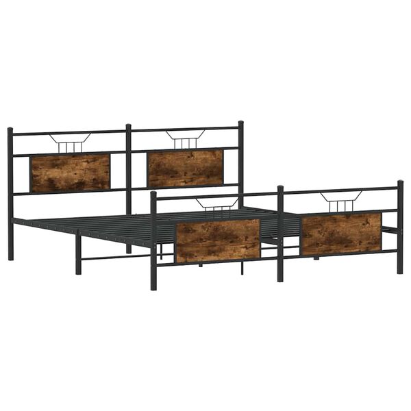vidaXL Metal Bed Frame without Mattress Smoked Oak 160x200 cm