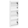 vidaXL White Wooden Shoe Cabinet with 5 Compartments