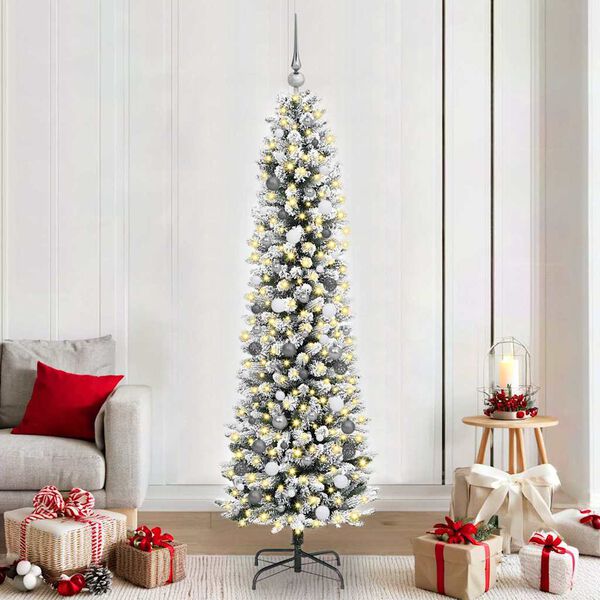 vidaXL Artificial Christmas Tree with 300 LEDs with Stand White 210 cm
