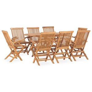 vidaXL 9 Piece Folding Outdoor Dining Set Solid Teak Wood