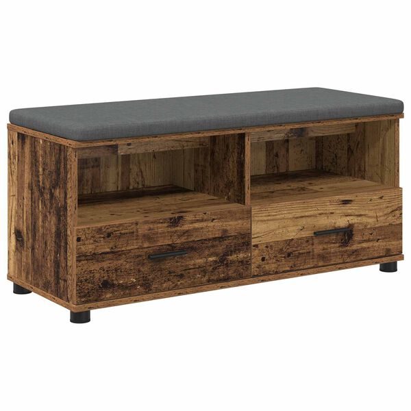 vidaXL Hall Bench with Cushion with Drawer Old Wood 100 x 38 x 46 cm