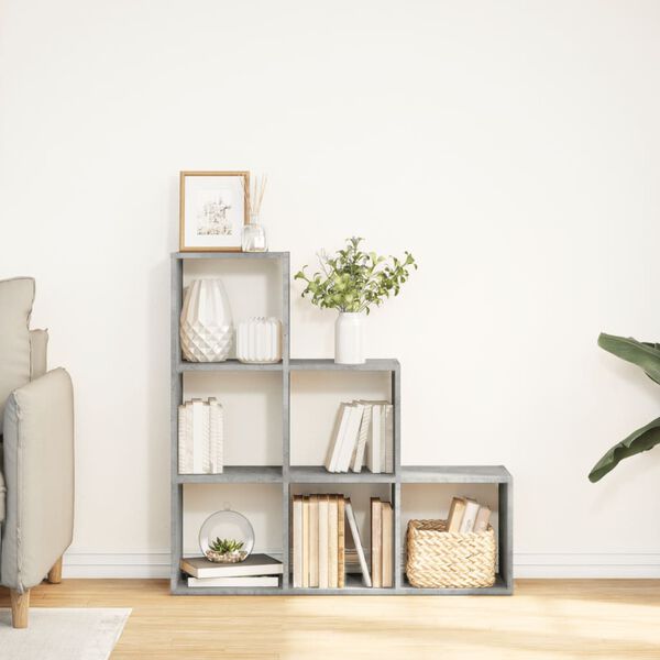 vidaXL Room Divider Bookcase&nbsp;3-Tier&nbsp;Concrete Grey 99x29x99 cm Engineered Wood