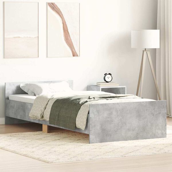 vidaXL Bed Frame without Mattress Concrete Grey 75x190 cm Small Single