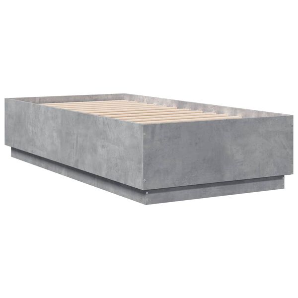 vidaXL Bed Frame with LED without Mattress Concrete Grey 75x190 cm Small Single