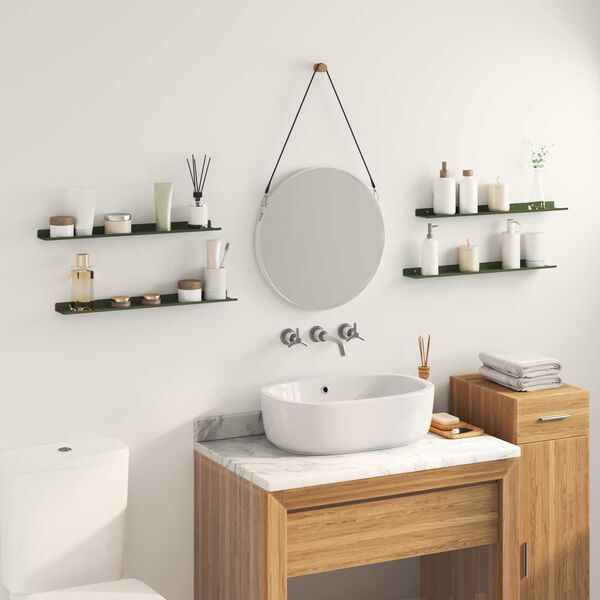 vidaXL Floating Shelf 4 pcs Olive Green 60 x 9 x 2.5 cm Steel
